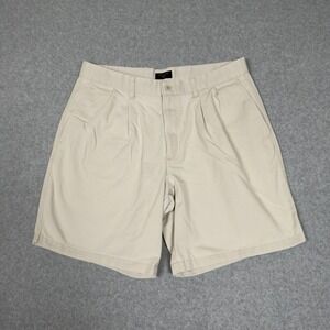 Dockers Mens Khaki Pleated Shorts W 36 Individual Fit Preppy